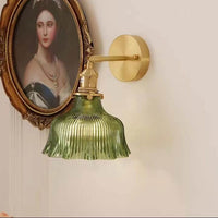 Nordic Brass & Green Glass Flower Wall Light | 1-Light