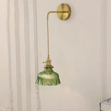 Nordic Brass & Green Glass Flower Wall Light | 1-Light