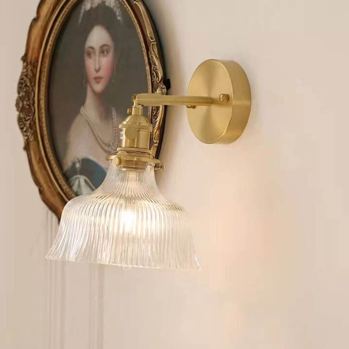 Nordic Brass & Green Glass Flower Wall Light | 1-Light