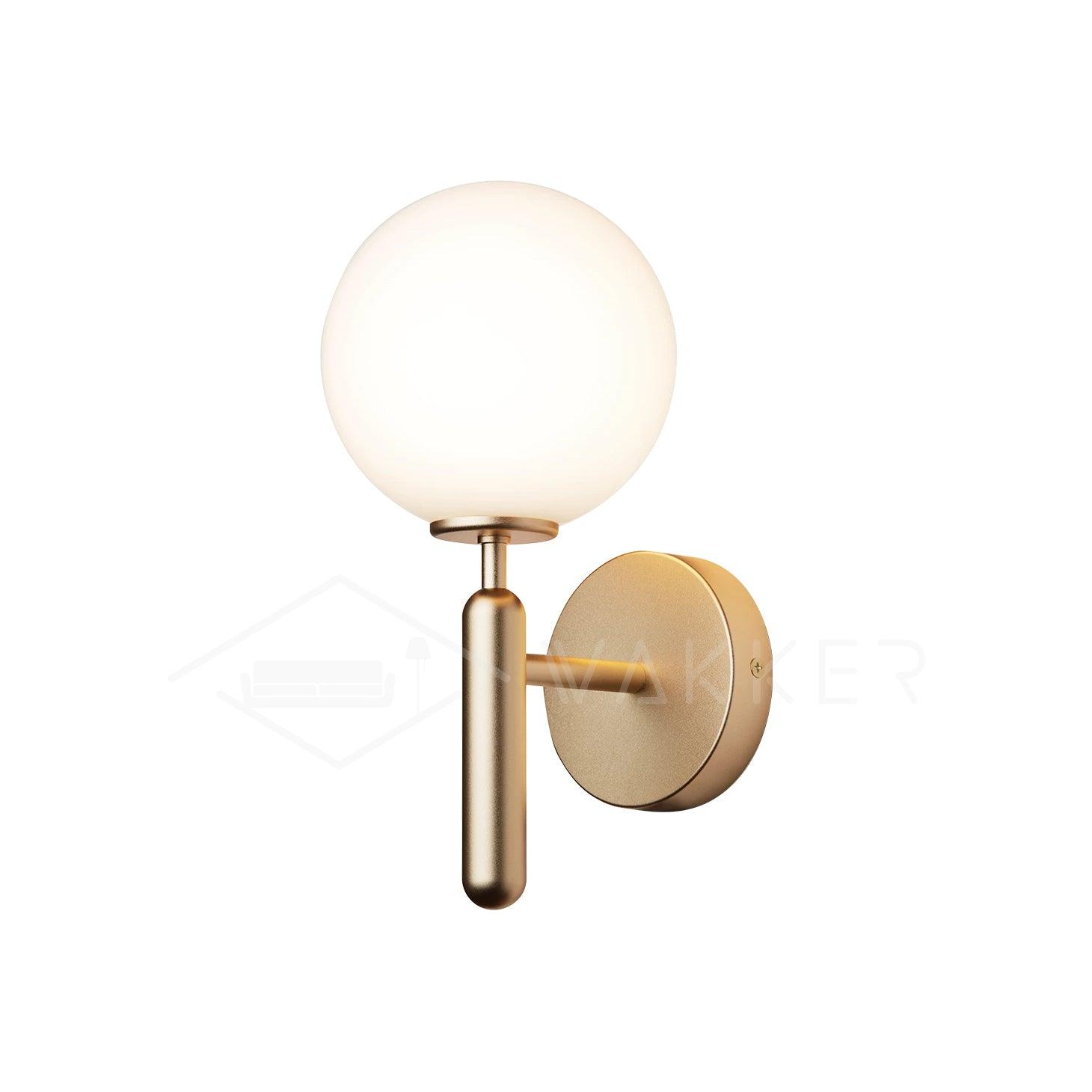 Scandinavian Brass Glass Globe LED Wall Light 1-Light