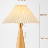 Japanese Minimalist Wooden Pleated Fabric LED Table Lamp 1-Light