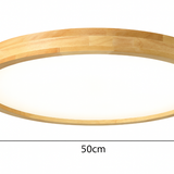 Nordic Solid Wood Round Ultra-thin LED Flush Mount Ceiling 1-Light