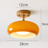 Nordic Wooden Dome Glass LED Semi-Flush Mount Ceiling Light 1-Light