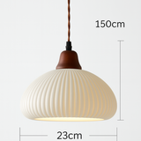 Japanese Ceramic Pleated LED Pendant Light | 1-Light