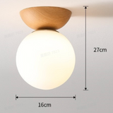 Nordic Wood Glass Globe 1-Light Ceiling Light