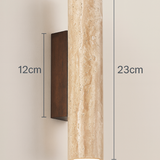 Modern Minimalist Travertine Marble Cylinder Wall Sconce LED 2-Light