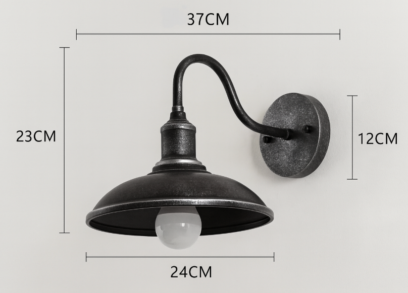 Vintage Industrial Iron Bowl Outdoor Wall Light LED 1-Light Lasson Living