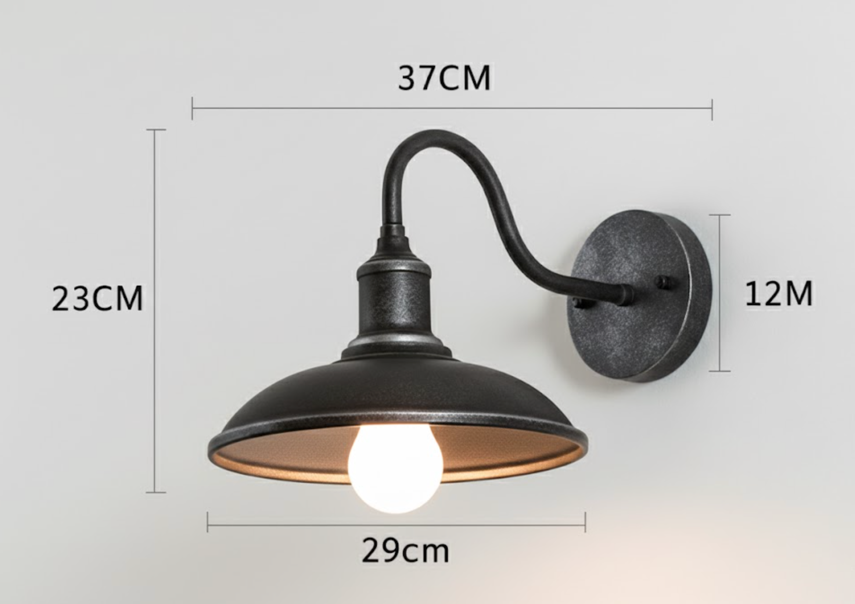 Vintage Industrial Iron Bowl Outdoor Wall Light LED 1-Light Lasson Living