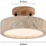 Modern Minimalist Travertine Round LED Ceiling Light 1-Light
