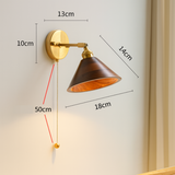 Vintage Dome Wooden Brass Wall Sconce 1-Light