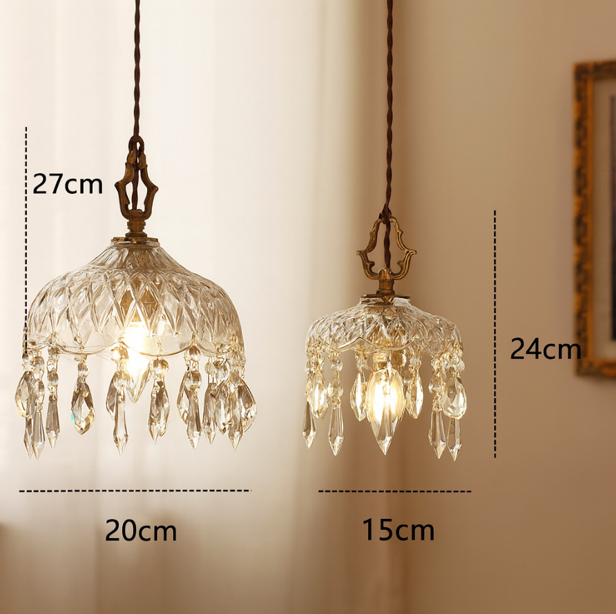 Vintage Copper Crystal Floral Pendant Light | 1-Light Lasson Living