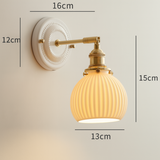 Vintage Japanese Ceramic Brass 1-Light Wall Light