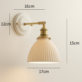 Vintage Japanese Ceramic Brass 1-Light Wall Light