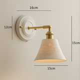 Vintage Japanese Ceramic Brass 1-Light Wall Light