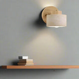 Minimalist Travertine Wood Cylinder Wall Sconce LED 1-light