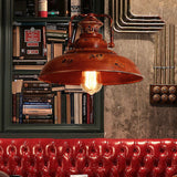 Vintage Industrial Red Dome Pendant Light | 1-Light