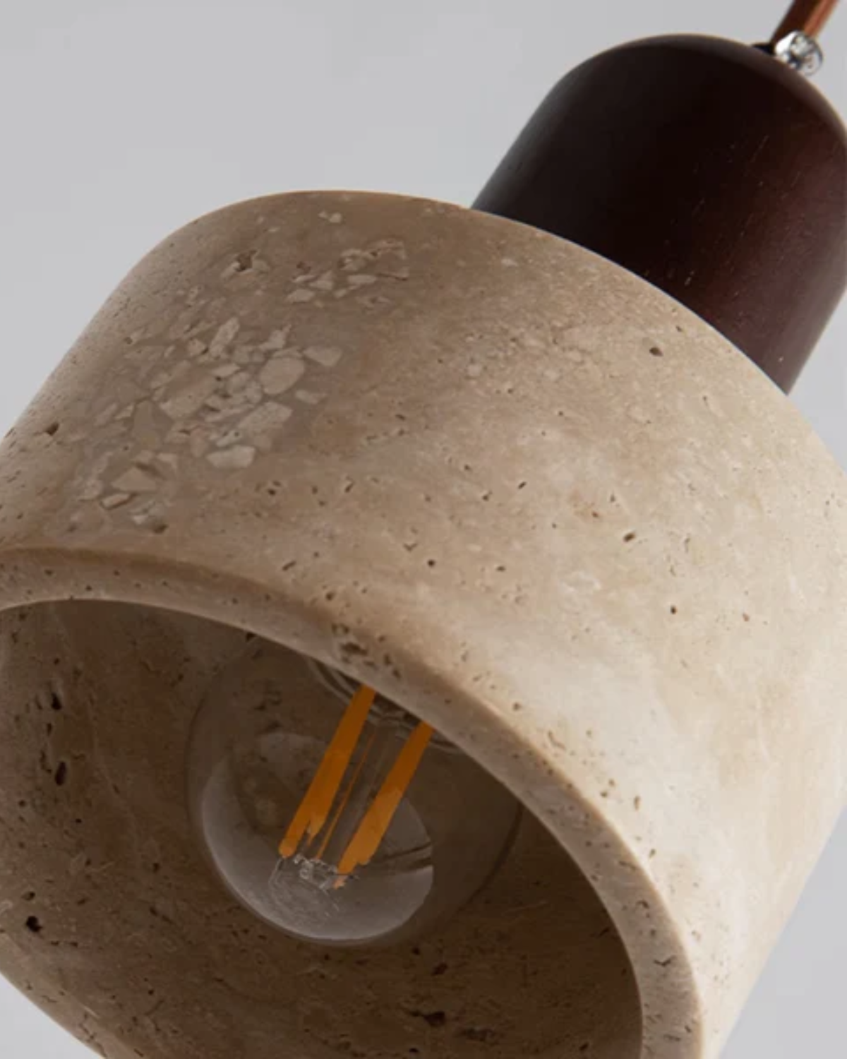 Modern Travertine Wood Cylinder Pendant Light 1-Light Lasson Living