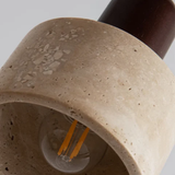 Modern Travertine Wood Cylinder Pendant Light 1-Light Lasson Living