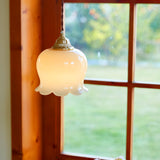 Vintage Brass Petal Glass Pendant Light 1-Light