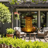 Vintage Cylindrical Solar LED Bird Feeder Pendant Light 1-Light