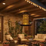 Vintage Cylindrical Solar LED Bird Feeder Pendant Light 1-Light