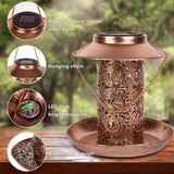 Vintage Cylindrical Solar LED Bird Feeder Pendant Light 1-Light