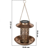 Vintage Cylindrical Solar LED Bird Feeder Pendant Light 1-Light