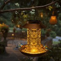 Vintage Cylindrical Solar LED Bird Feeder Pendant Light 1-Light