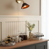 Vintage Dome Wooden Brass Wall Sconce 1-Light