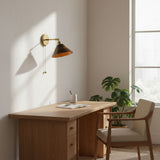 Vintage Dome Wooden Brass Wall Sconce 1-Light