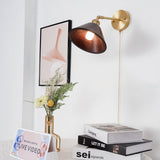 Vintage Dome Wooden Brass Wall Sconce 1-Light