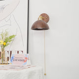 Vintage Dome Wooden Brass Wall Sconce 1-Light