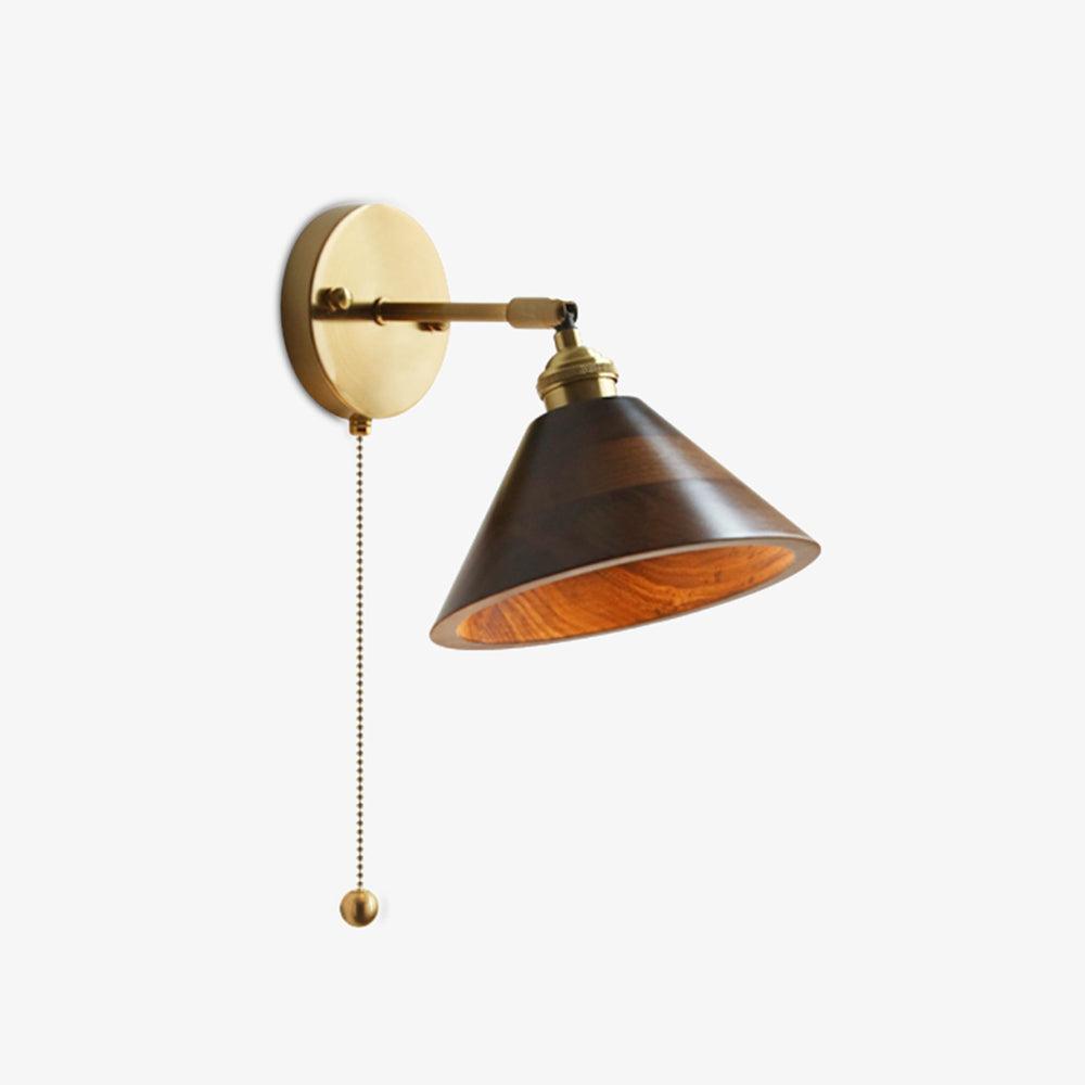 Vintage Dome Wooden Brass Wall Sconce 1-Light