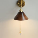 Vintage Dome Wooden Brass Wall Sconce 1-Light