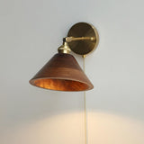 Vintage Dome Wooden Brass Wall Sconce 1-Light