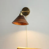 Vintage Dome Wooden Brass Wall Sconce 1-Light