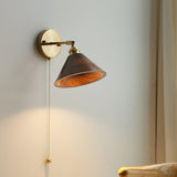 Vintage Dome Wooden Brass Wall Sconce 1-Light