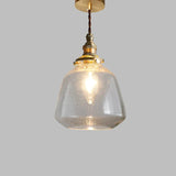 Vintage Copper Glass Globe Pendant Light 1-Light