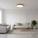 Modern Nordic Round Wooden LED Flush Mount Ceiling 1-Light