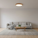 Modern Nordic Round Wooden LED Flush Mount Ceiling 1-Light