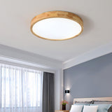 Modern Nordic Round Wooden LED Flush Mount Ceiling 1-Light