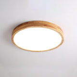 Modern Nordic Round Wooden LED Flush Mount Ceiling 1-Light
