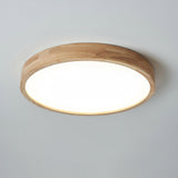 Modern Nordic Round Wooden LED Flush Mount Ceiling 1-Light