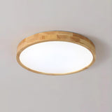 Modern Nordic Round Wooden LED Flush Mount Ceiling 1-Light