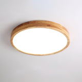 Modern Nordic Round Wooden LED Flush Mount Ceiling 1-Light