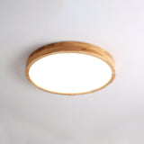 Modern Nordic Round Wooden LED Flush Mount Ceiling 1-Light