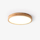 Modern Nordic Round Wooden LED Flush Mount Ceiling 1-Light
