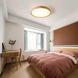 Modern Nordic Round Wooden LED Flush Mount Ceiling 1-Light