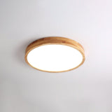 Modern Nordic Round Wooden LED Flush Mount Ceiling 1-Light