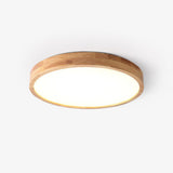 Modern Nordic Round Wooden LED Flush Mount Ceiling 1-Light